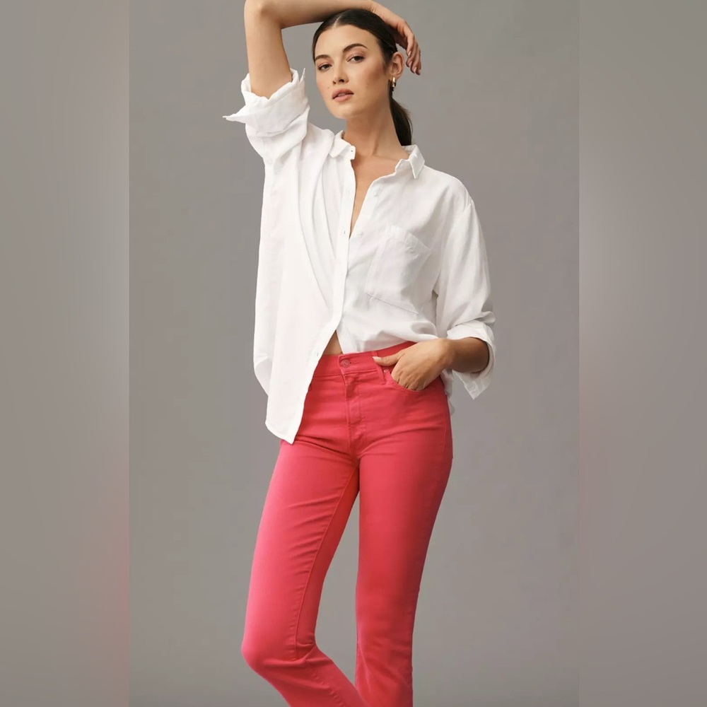 Anthropologie Mother the Dropout Relaxed Coral Crop Sz 26